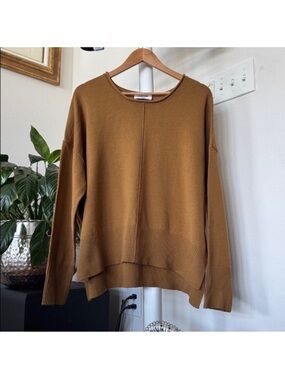 NWT Double Zero Mustard Oversized Slouchy Lightweight Pullover Sweater Sz L